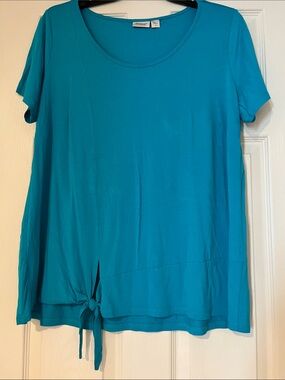 Avenue Turquoise Short-Sleeve Tie-Front Tee